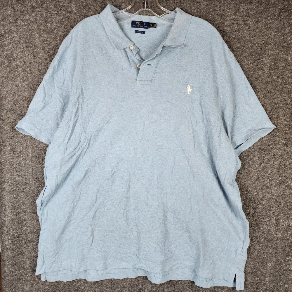 Polo Ralph Lauren Polo Shirt Men XXL Light Blue Classic Fit Short Sleeve Pony